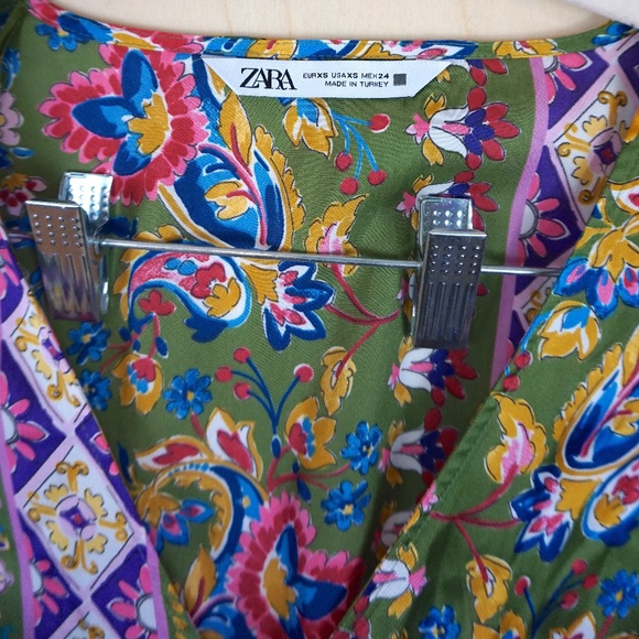 Zara Satin Printed Long Sleeve Dress - Picture 6 of 6